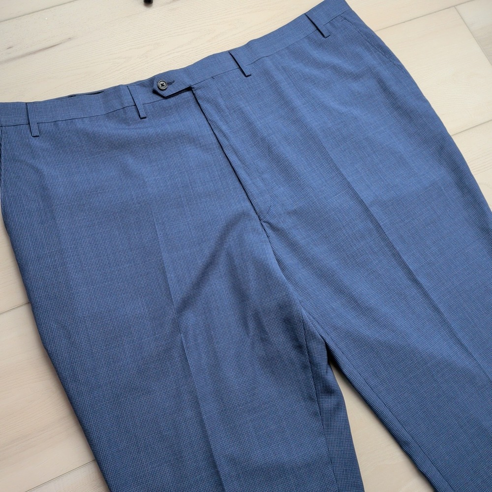 Ralph Lauren Dress Pants Mens 48 Big & Tall Blue Check Unhemmed